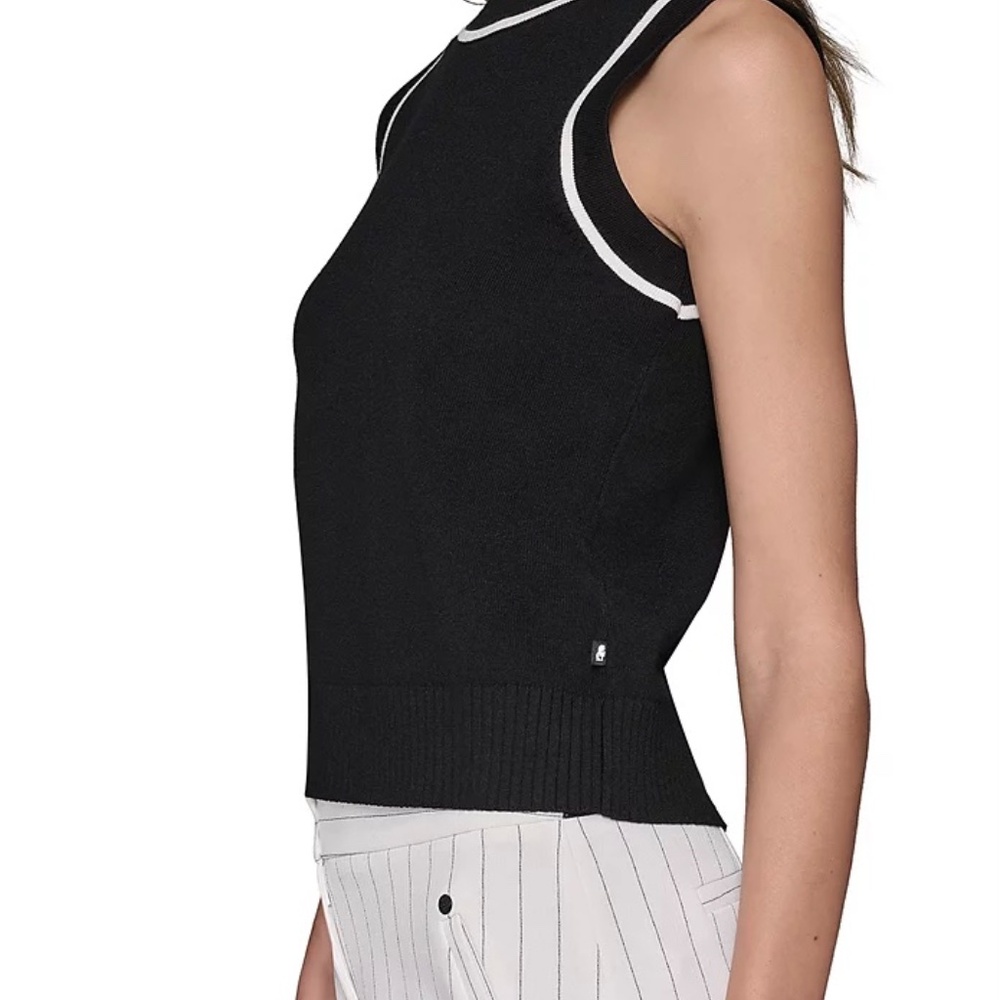 KARL LAGERFELD PARIS Women's Vest Contrast-Trim Sleeveless Sweater Size M NWT - Picture 8 of 9
